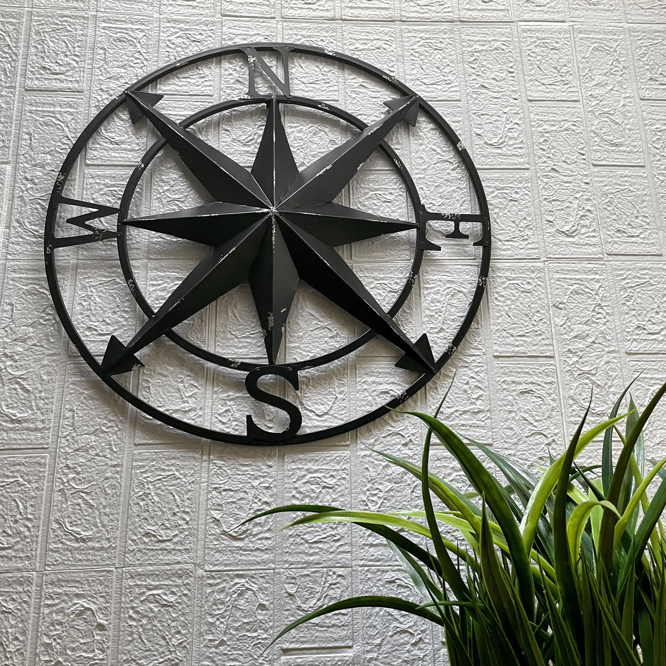 Amazon.com: Zeckos Distressed Metal Nautical Compass Rose Wall